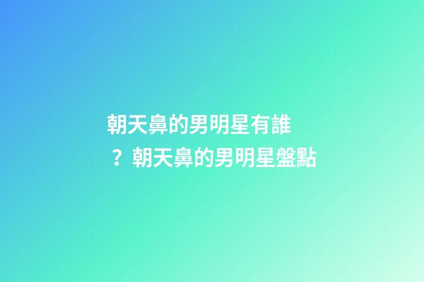 朝天鼻的男明星有誰？朝天鼻的男明星盤點